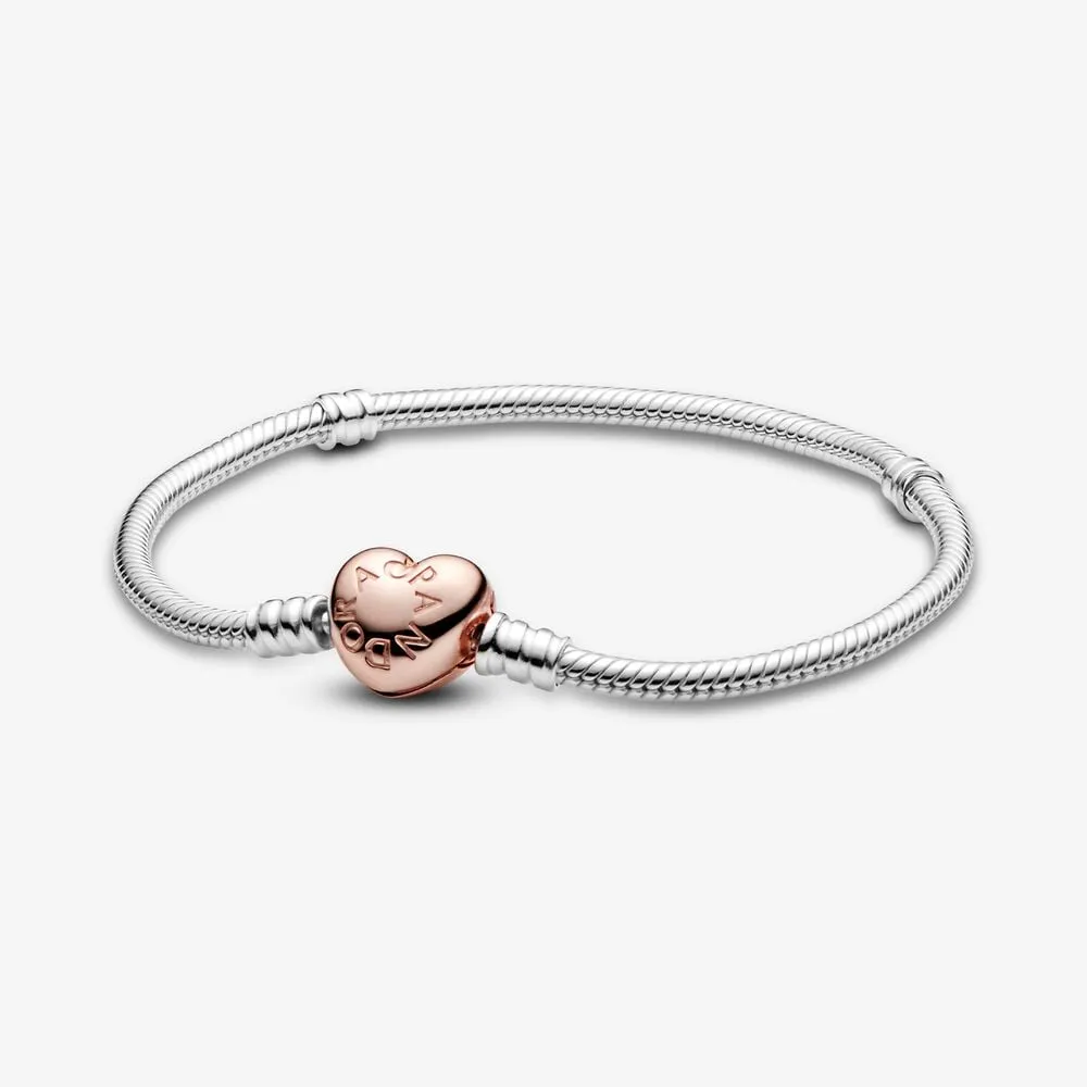 Pandora Moments Hjerte og Slangekjede Armbånd - 580719