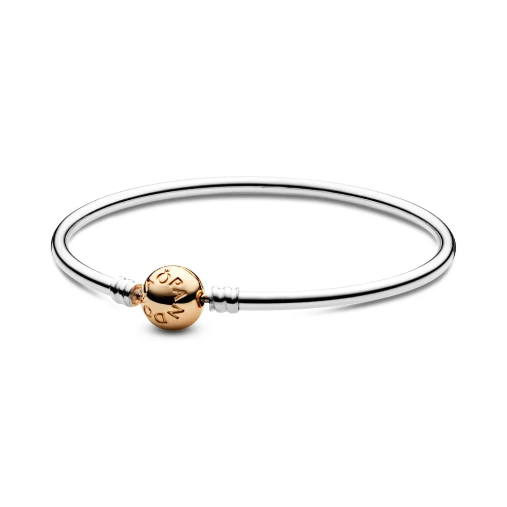 pandora moments silver gold bangle 590718