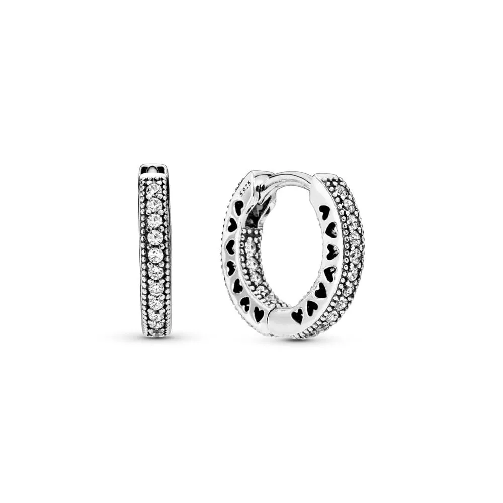 Pandora Pavé Heart Hoop Earrings - 296317CZ