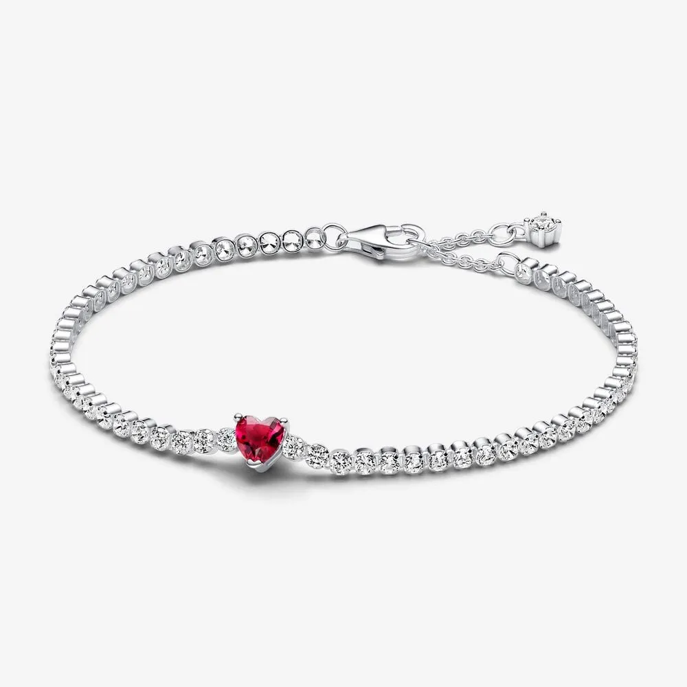 Pandora Rødt Funklende Hjerte Tennisarmbånd - 590041C02