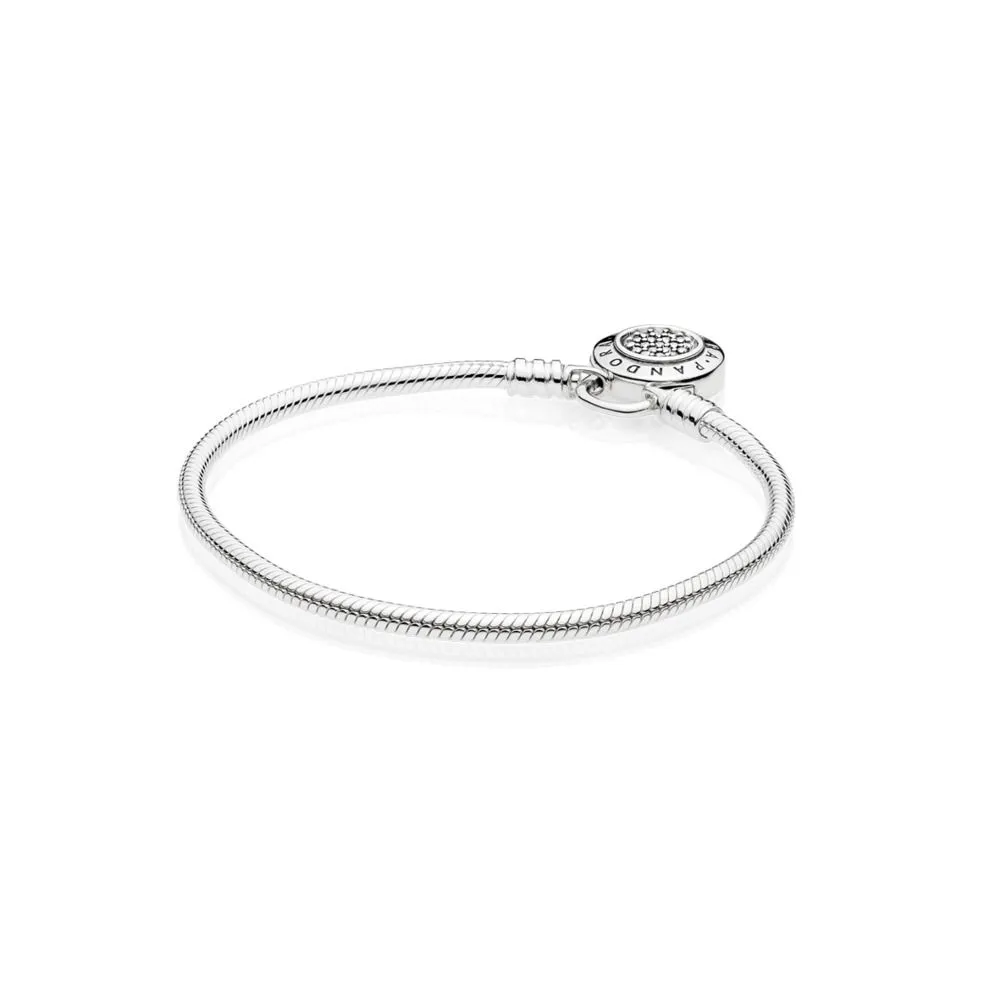 Moments Smooth Silver Bracelet, PANDORA Signature Padlock - 597092CZ