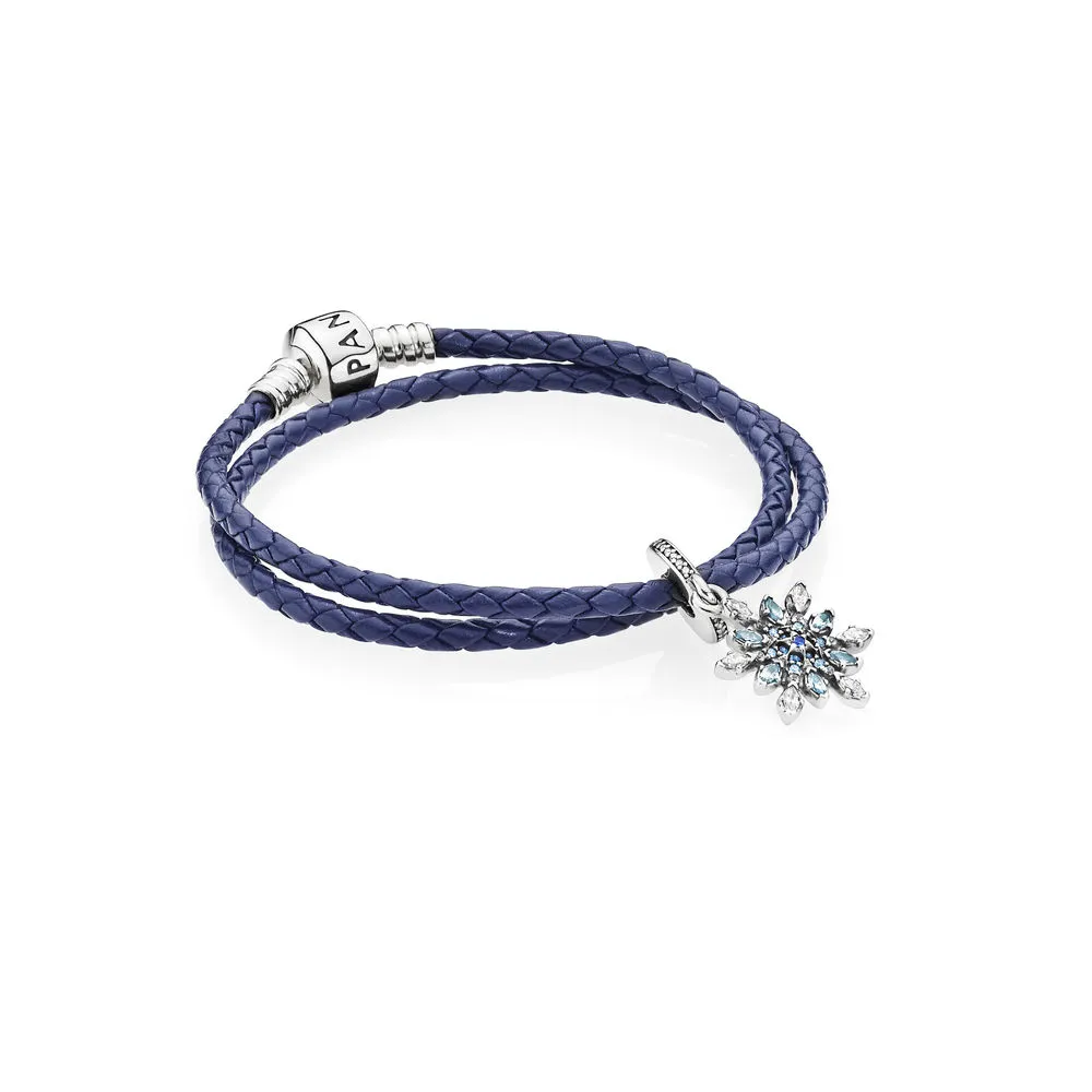 Pandora blue leather bracelet with snowflake - R900168