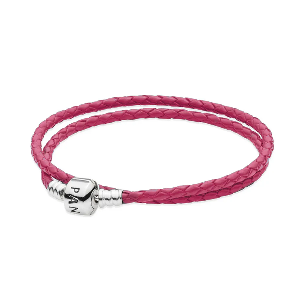 PANDORA Double Pink Leather Bracelet - 590705CDB-R