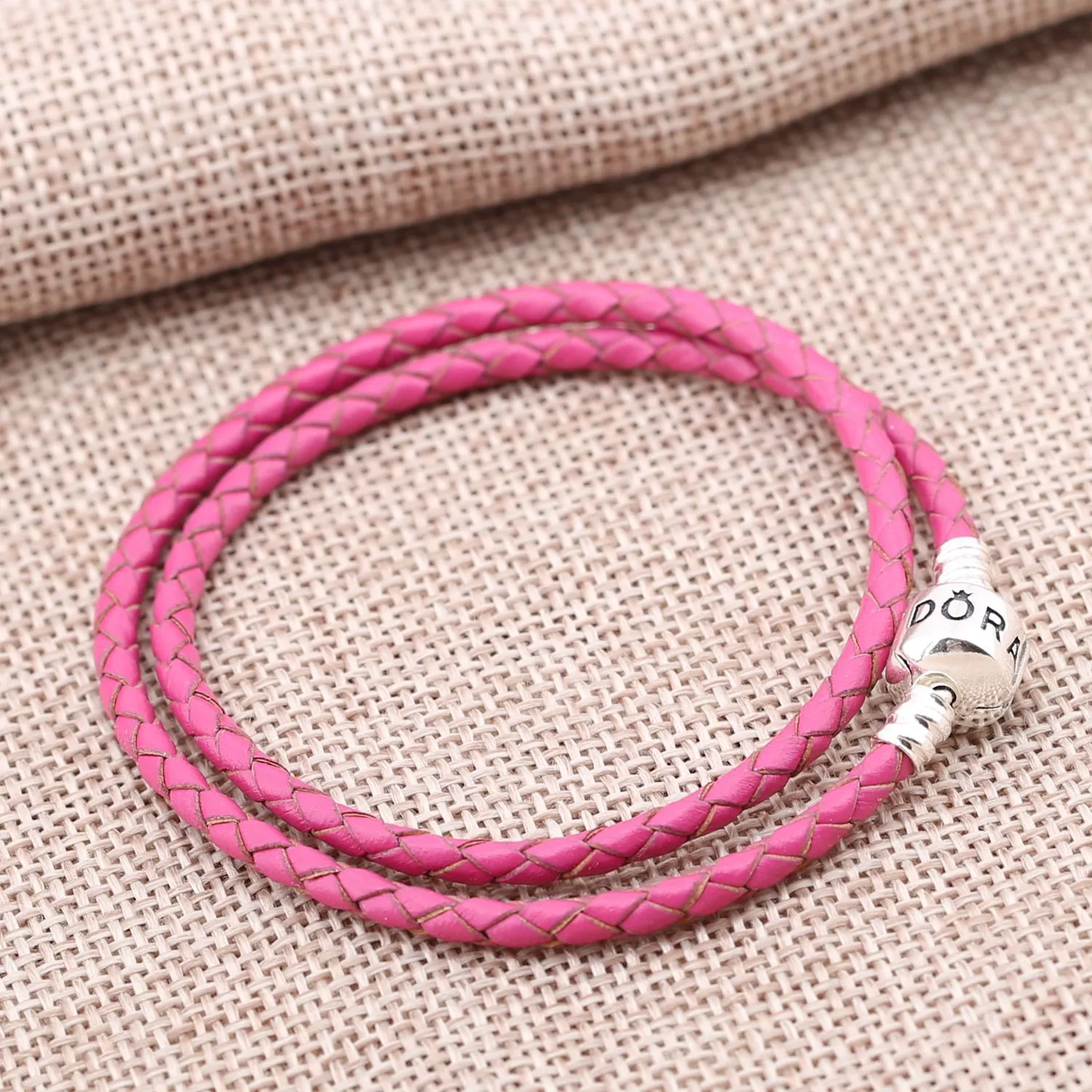 PANDORA Double Pink Leather Bracelet - 590705CDB-R