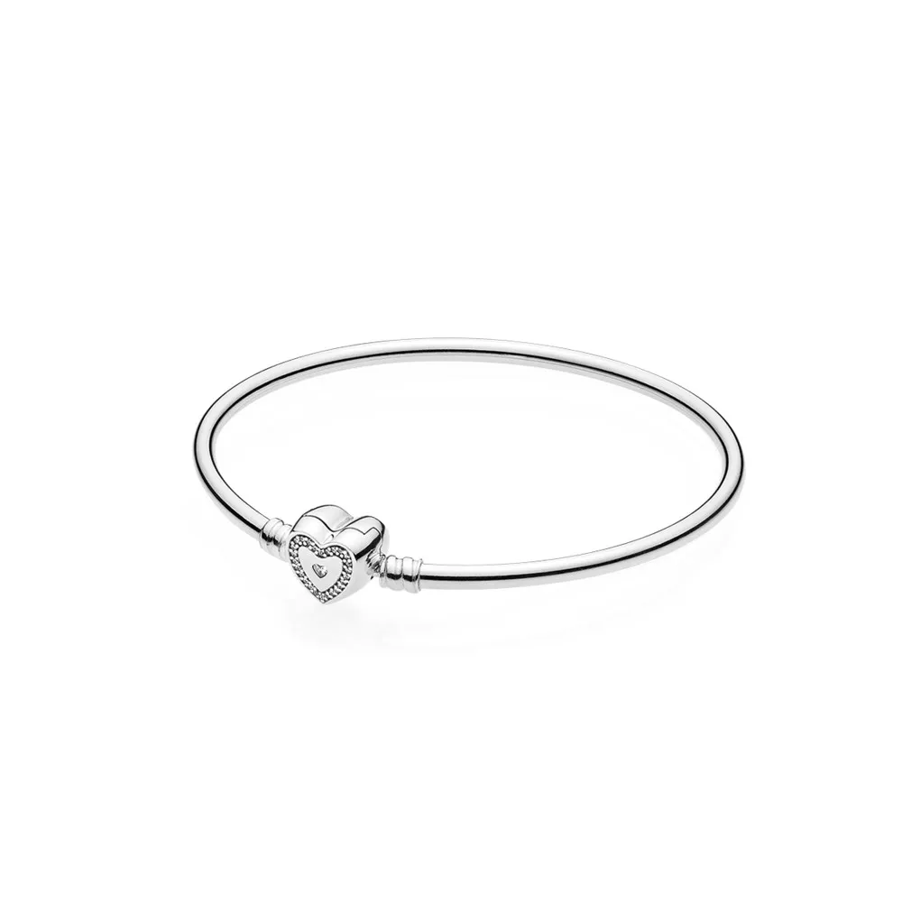 pandora moments silver bangle wishful heart 590729cz