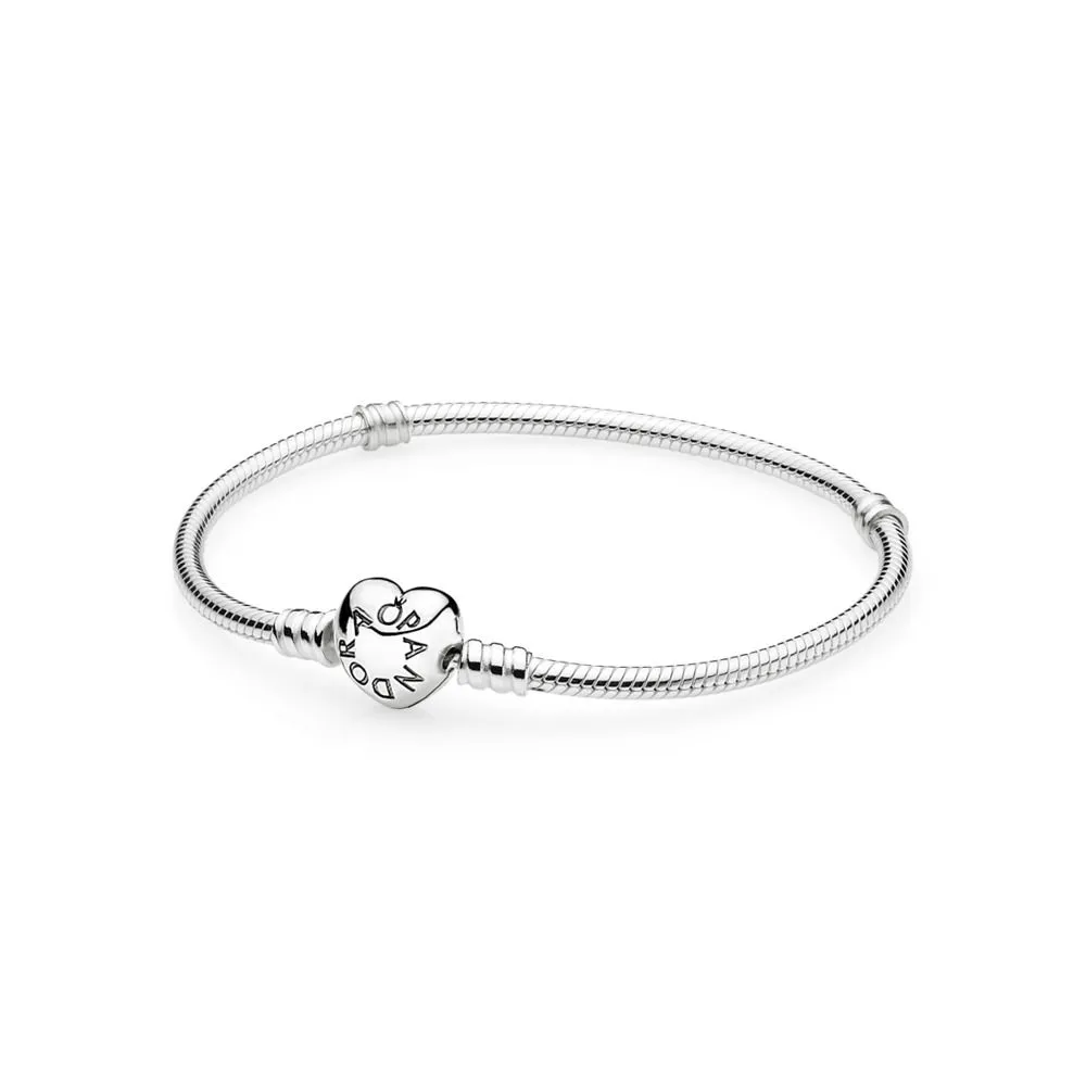 Pandora Moments Silver Bracelet, Heart Clasp - 590719