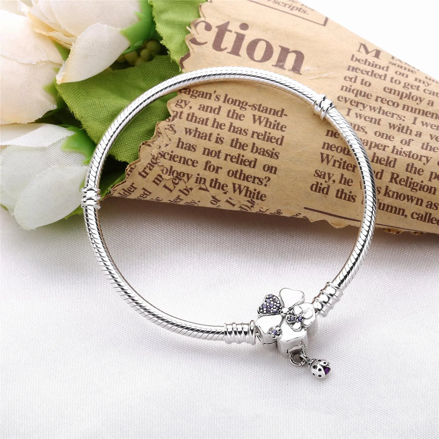 Pandora Moments Silver Bracelet, Wildflower Meadow Clasp - 597124NLC