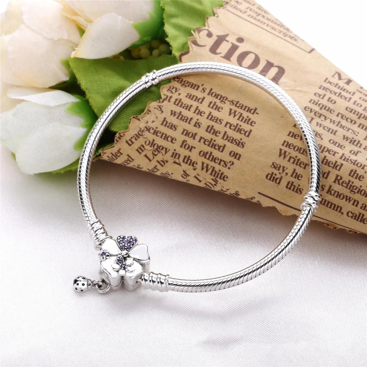 Pandora Moments Silver Bracelet, Wildflower Meadow Clasp - 597124NLC