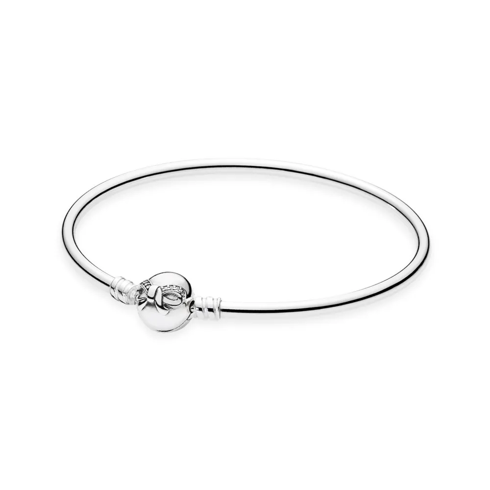 PANDORA Sterling Silver Bangle w/ Dainty Bow Clasp, Clear CZ - 590724CZ