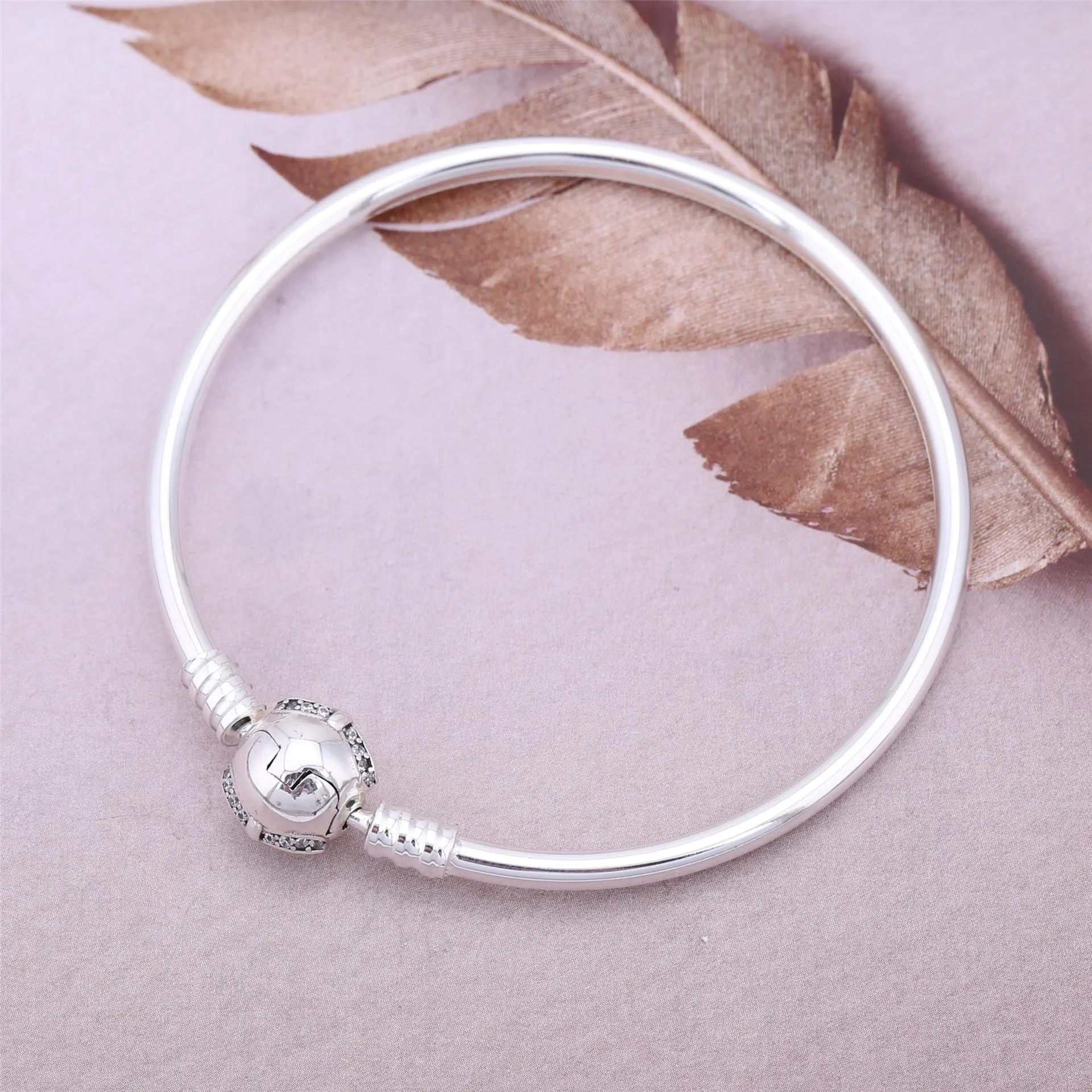 PANDORA Sterling Silver Bangle w/ Dainty Bow Clasp, Clear CZ - 590724CZ