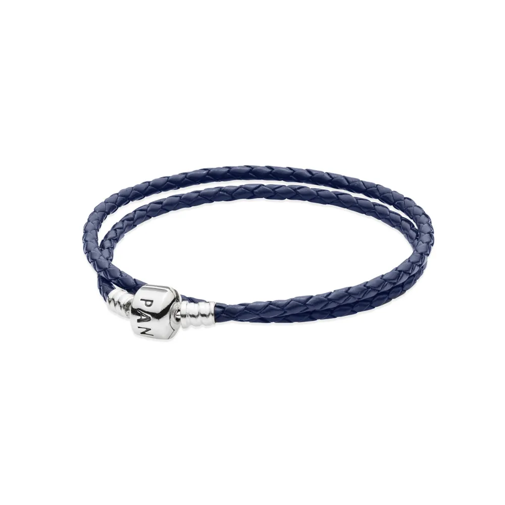 PANDORA Dark Blue, Double Leather Bracelet - 590705CDB-D