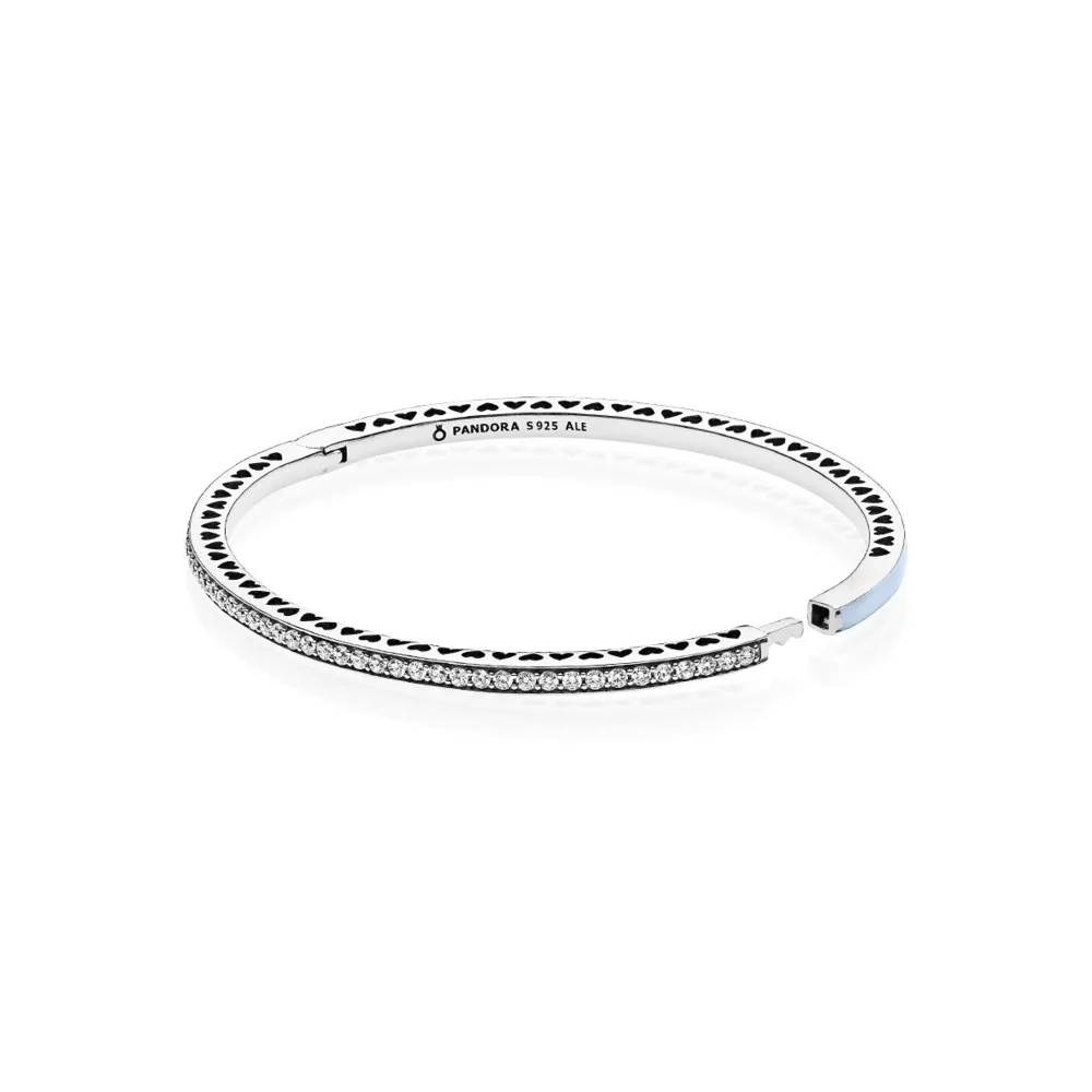 Pandora Silver bangle with blue enamel and clear cubic zirconia - 590537EN131