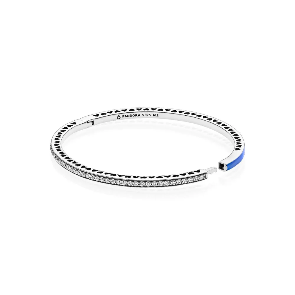 Pandora Silver bangle with blue enamel and clear cubic zirconia - 590537EN82