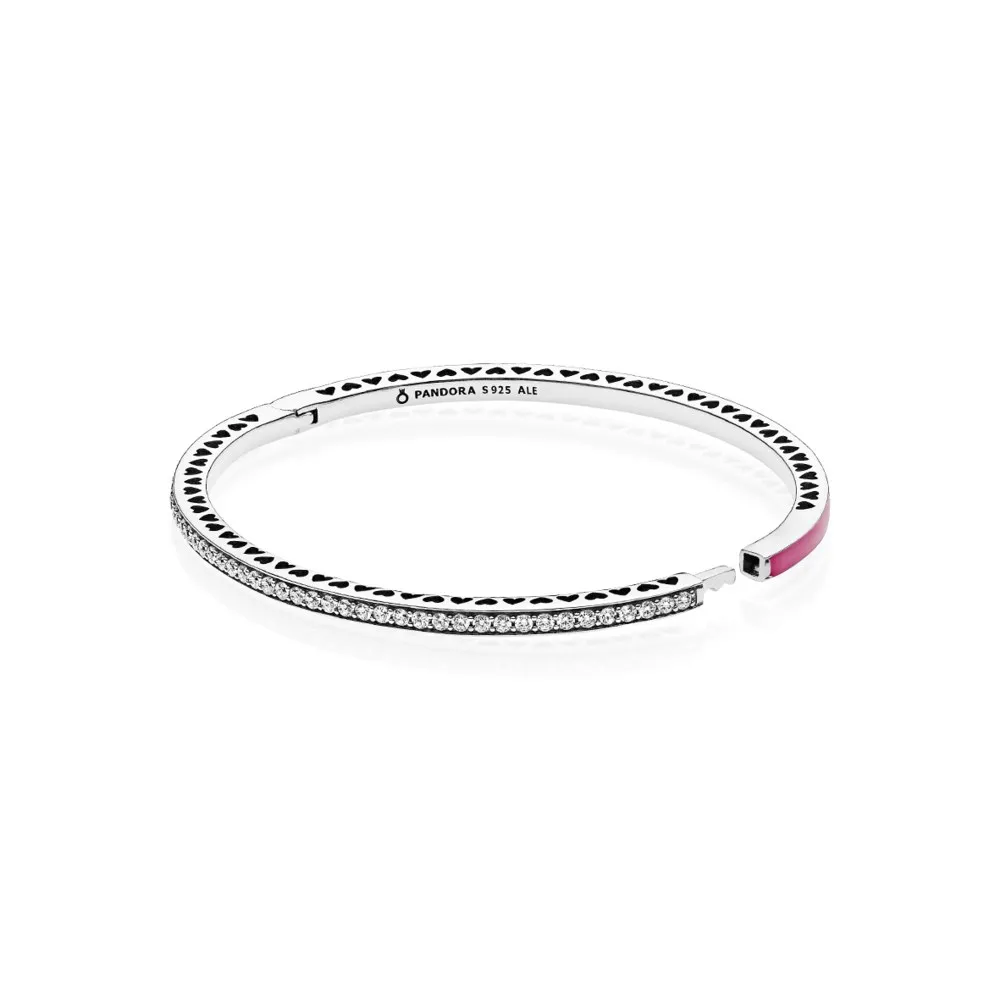 Pandora Silver bangle with orchid enamel and clear cubic zirconia - 590537EN69