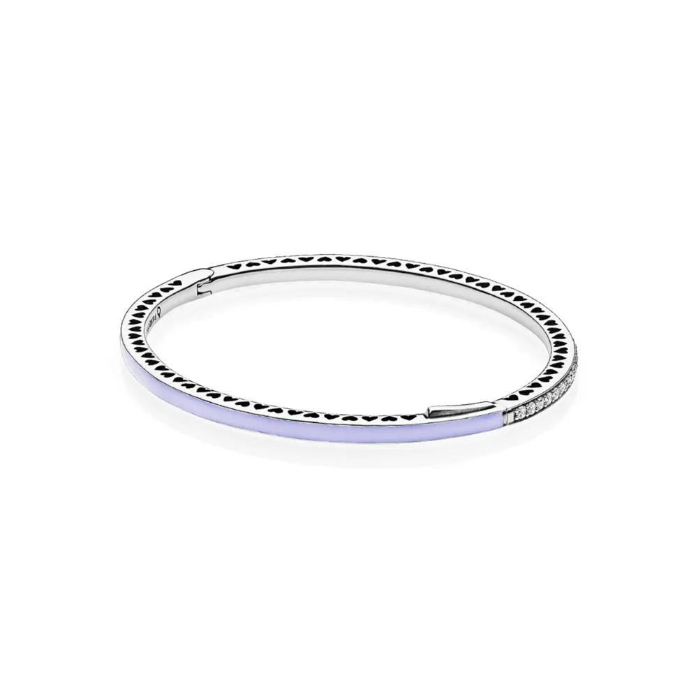 Pandora Silver bangle with purple enamel and clear cubic zirconia - 590537EN66