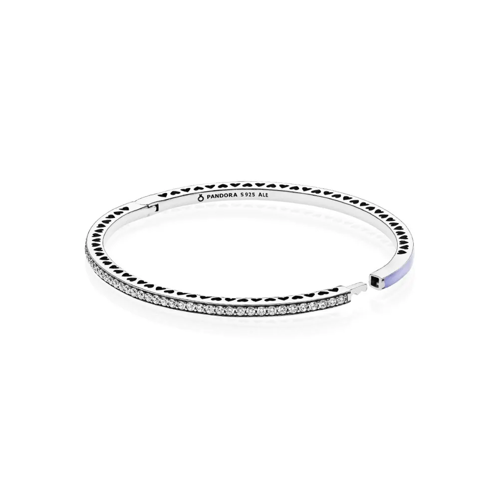 Pandora Silver bangle with purple enamel and clear cubic zirconia - 590537EN66