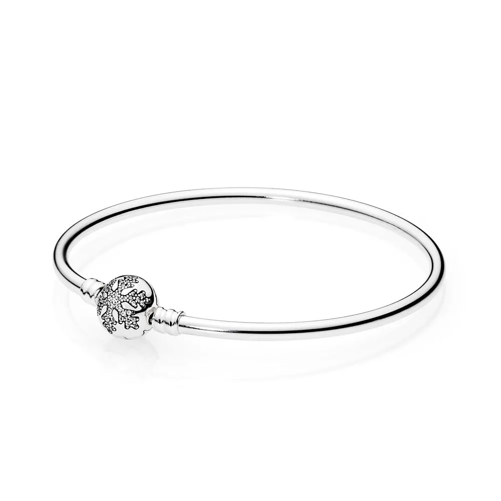 Pandora Snowflake silver bangle with clear cubic zirconia - 590740CZ