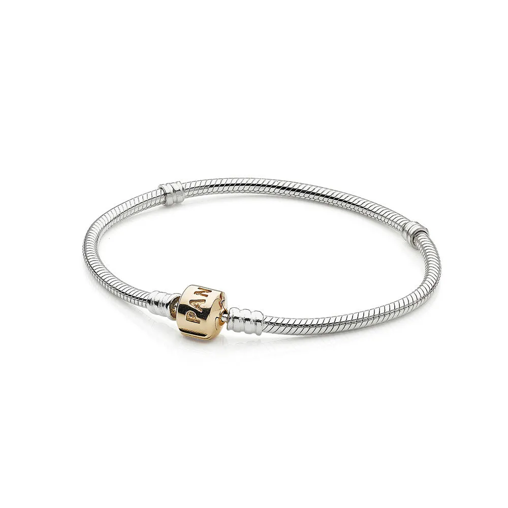 PANDORA Silver Charm Bracelet With 14K Gold Clasp - 590702HG - Bracelets