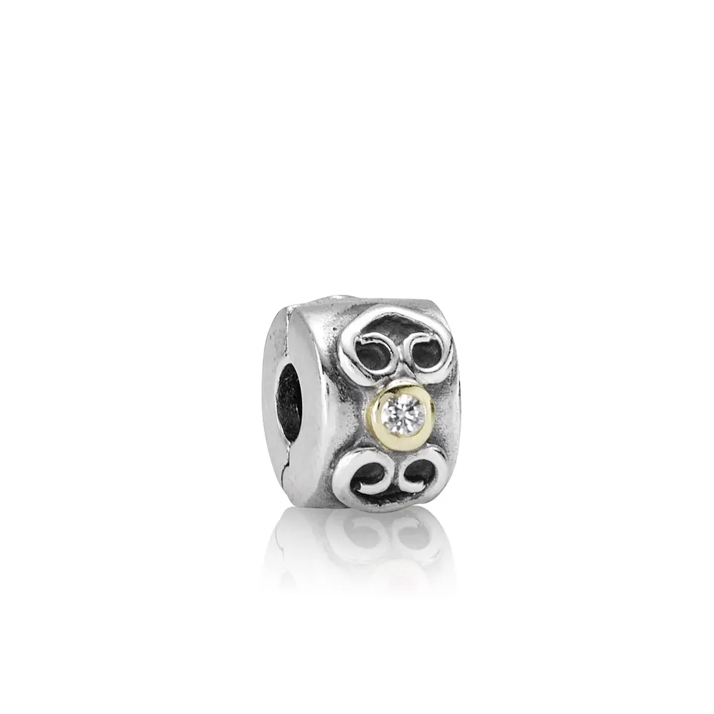 Pandora Abstrakt sølvklips, 14K, 0,03ct TW h/vs diamanter Charm - 790382D