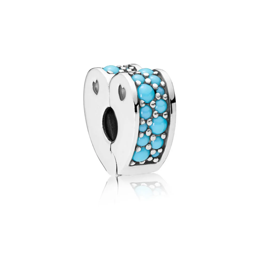 PANDORA Arcs of Love Clip, Cyan Blue Crystal - 797227NYA