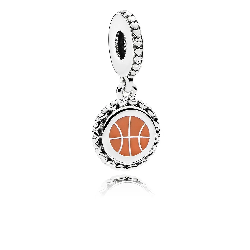 PANDORA Basketball Dingle Charm, Blandet emalje - ENG792018_18