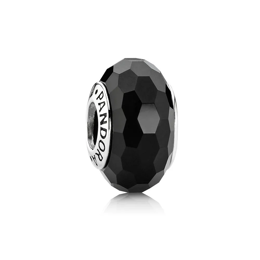 pandora black faceted glass charm 791069