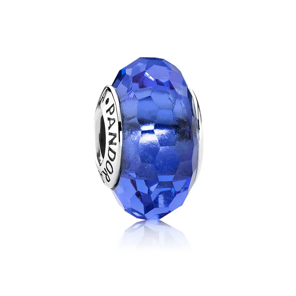 pandora blue faceted glass charm 791067