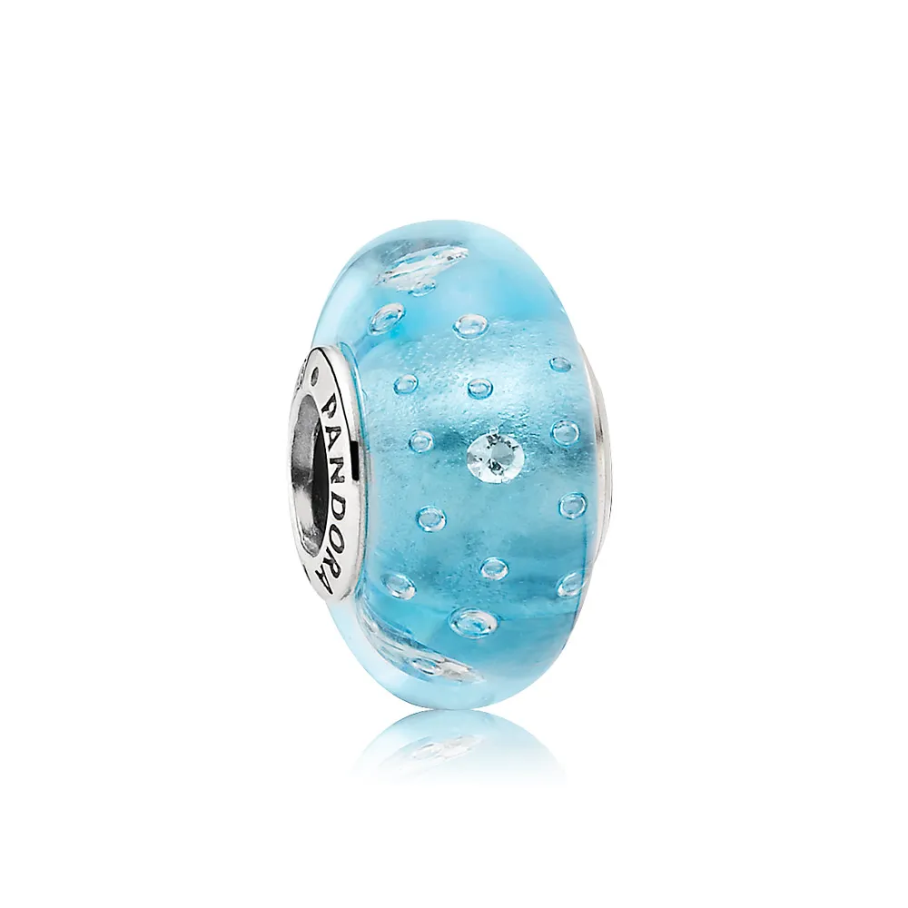 pandora blue fizzle glass charm 791618cz