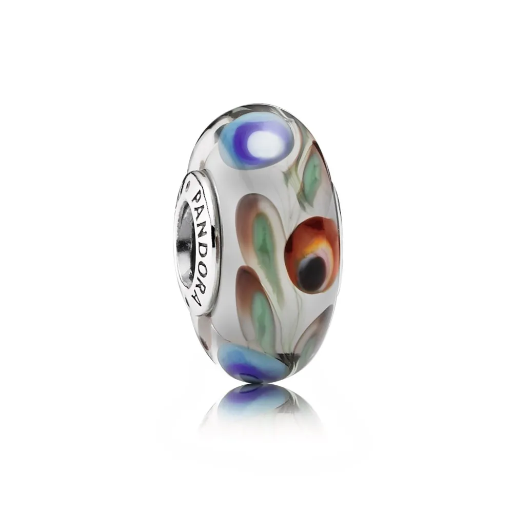 Pandora Blå, rød og grønn, glasscharm - 791614