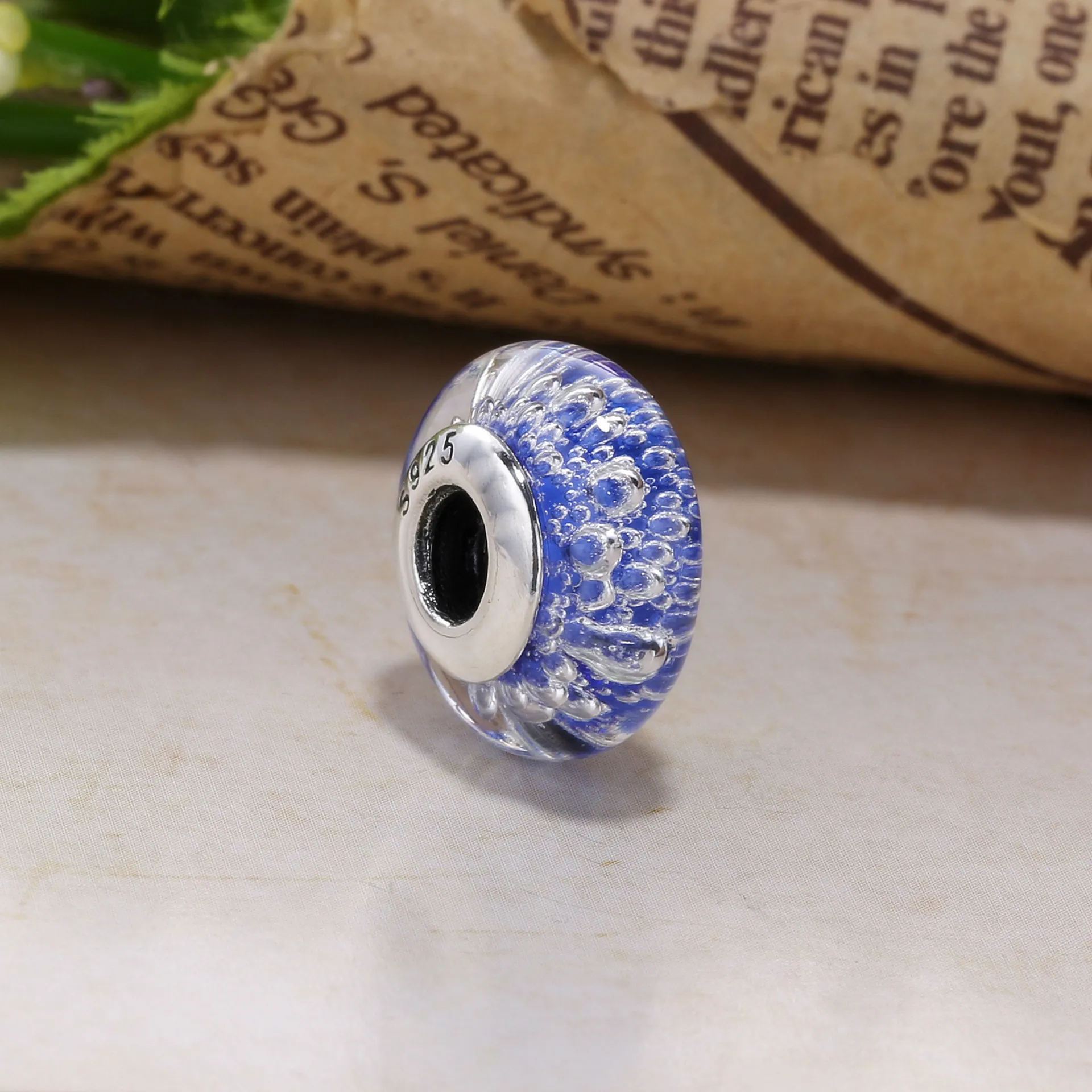 PANDORA blå sprudlende sjarm, Murano-glass og klart CZ - PL00059-1