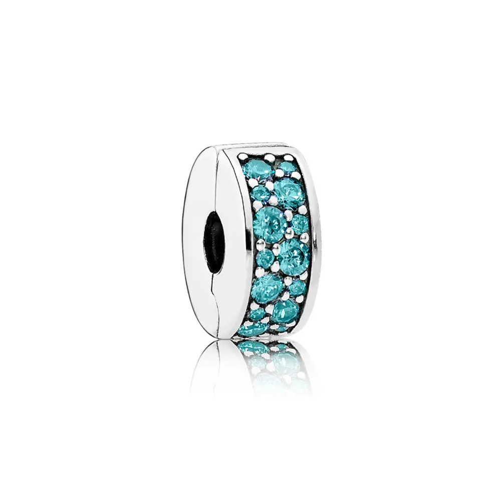 PANDORA Teal Shining Elegance Spacer Clip - 791817MCZ