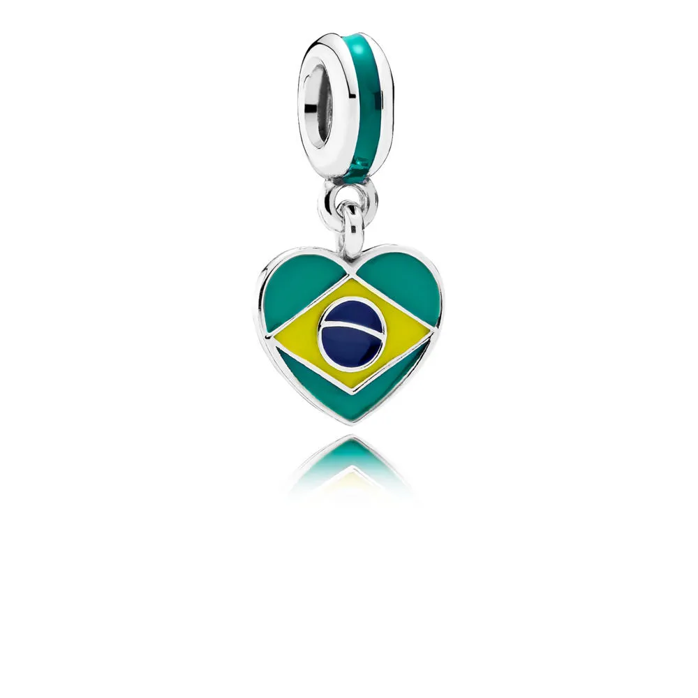 PANDORA Brazil Heart Flag, Mixed Enamels Pendant Charm - 791911ENMX