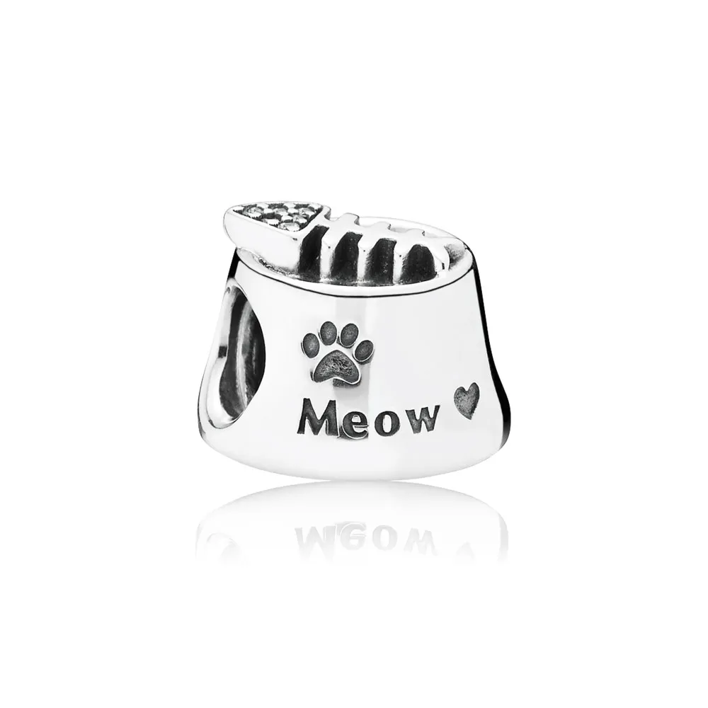 Pandora Cat bowl silver charm with cubic zirconia - 791716CZ