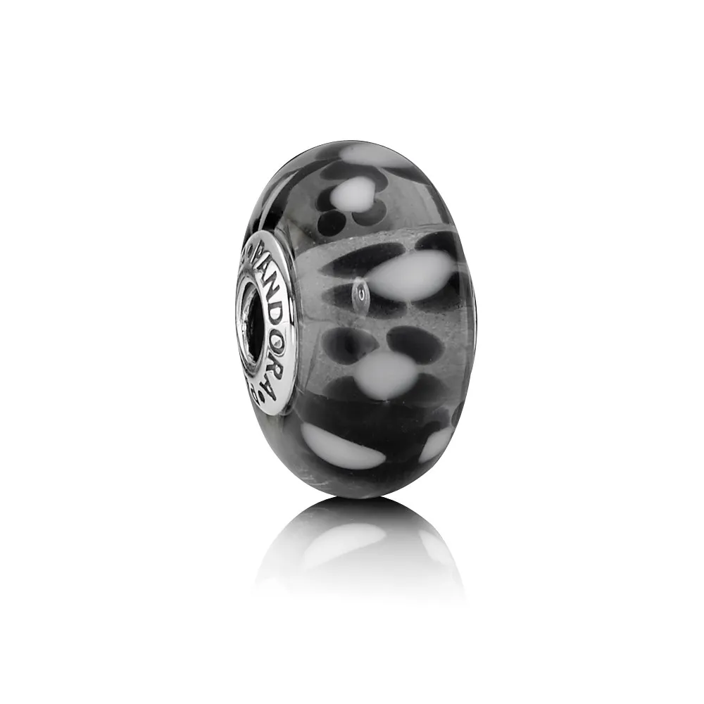 pandora charm sølv muranoglass svart 790752