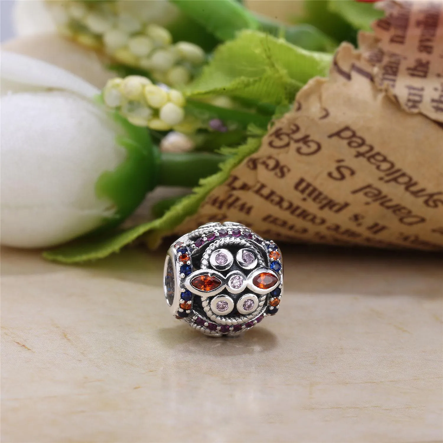 PANDORA Color Fresco Charm, flerfargede krystaller og rosa CZ - 756225PCZMXB