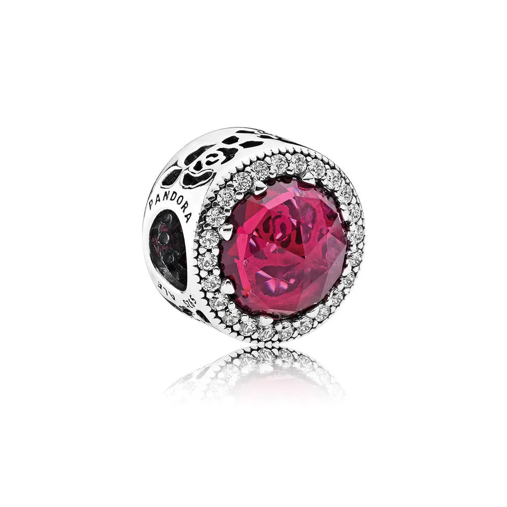 PANDORA Disney Belle's Radiant Rose Cerise Crystals Cu Charm - 792140ncc