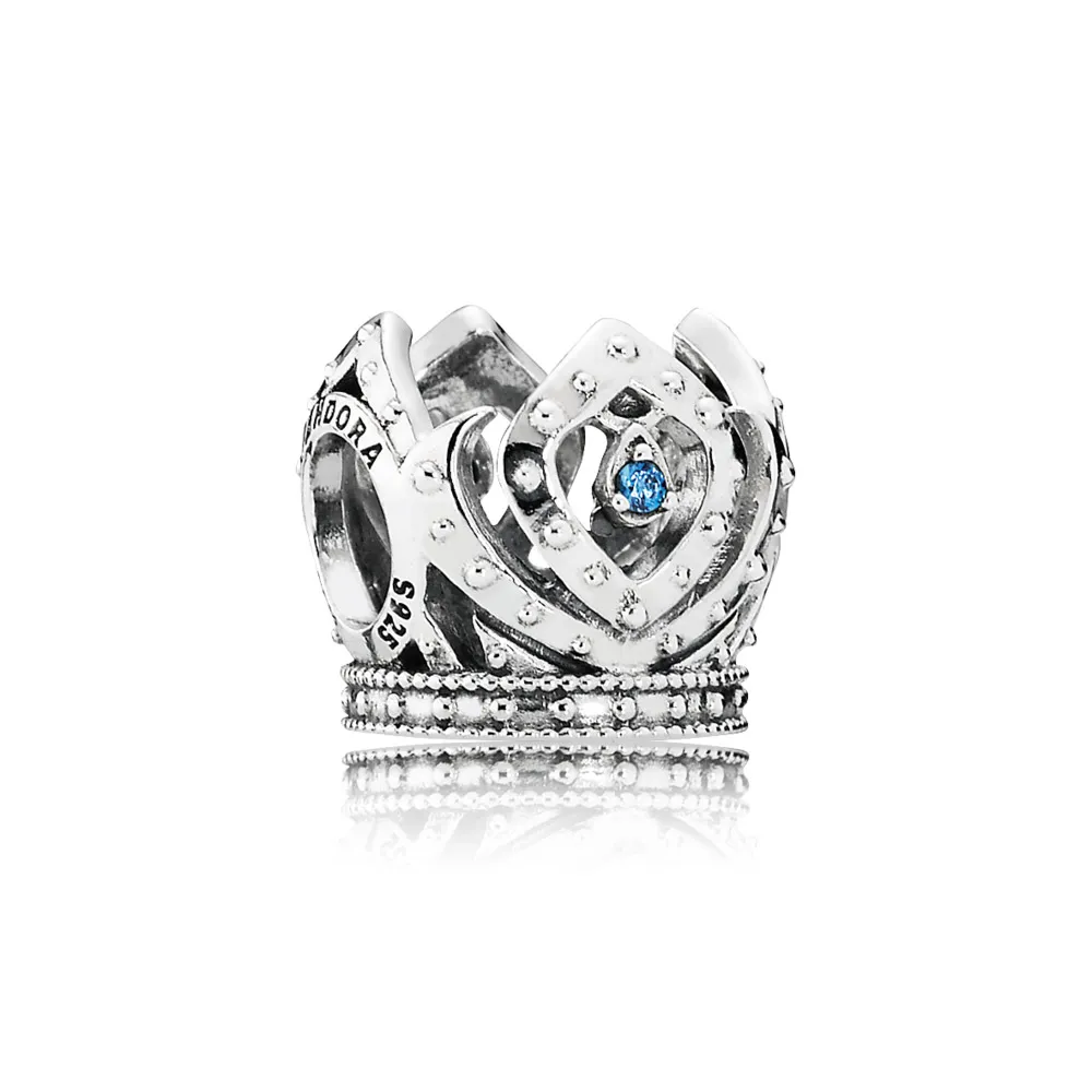 Pandora Disney Elsa crown openwork silver charm with blue cubic zirconia - 791588CZB