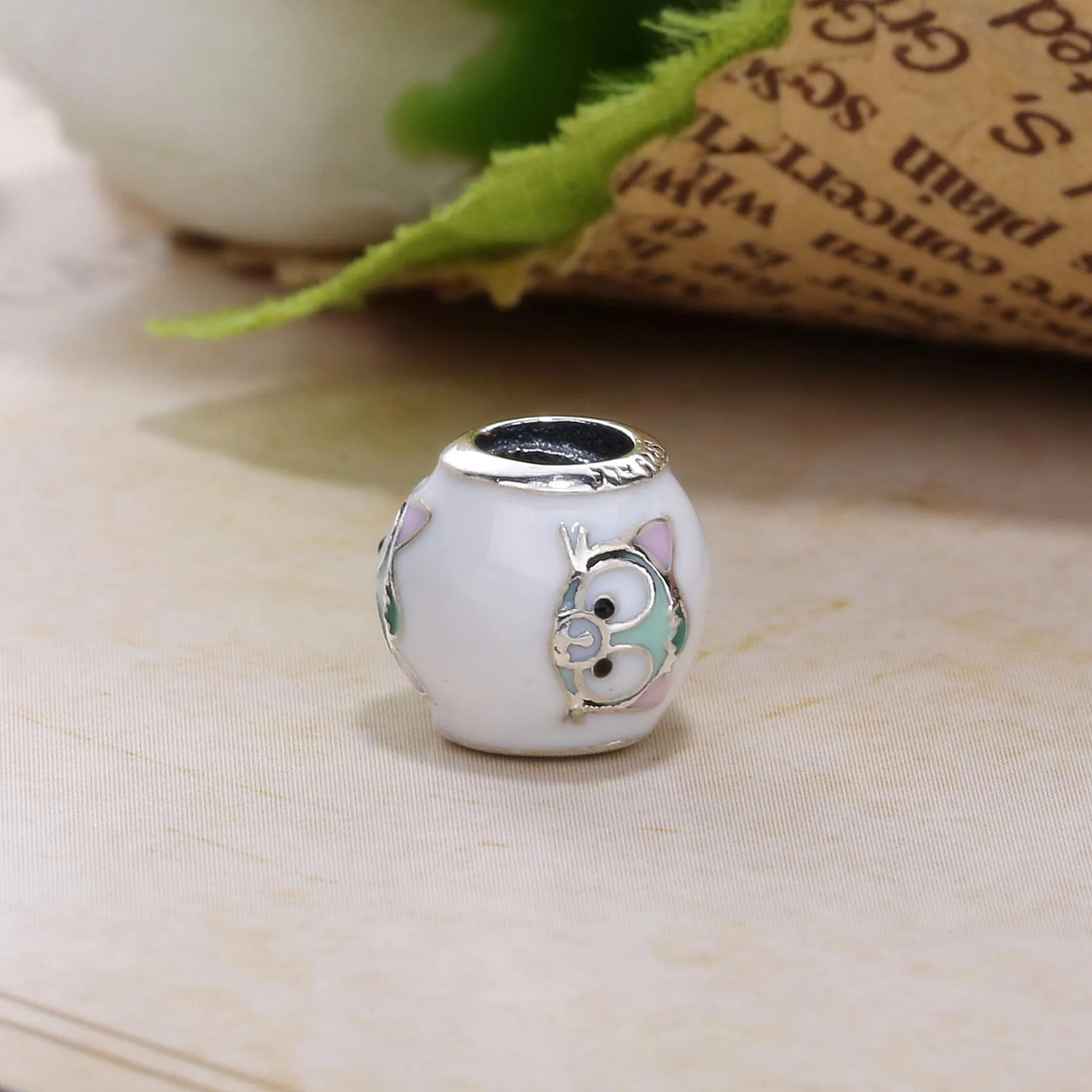 Pandora Disney Gelatoni silver charm with white, black, red, green, pink and mint enamel - 792131ENMX