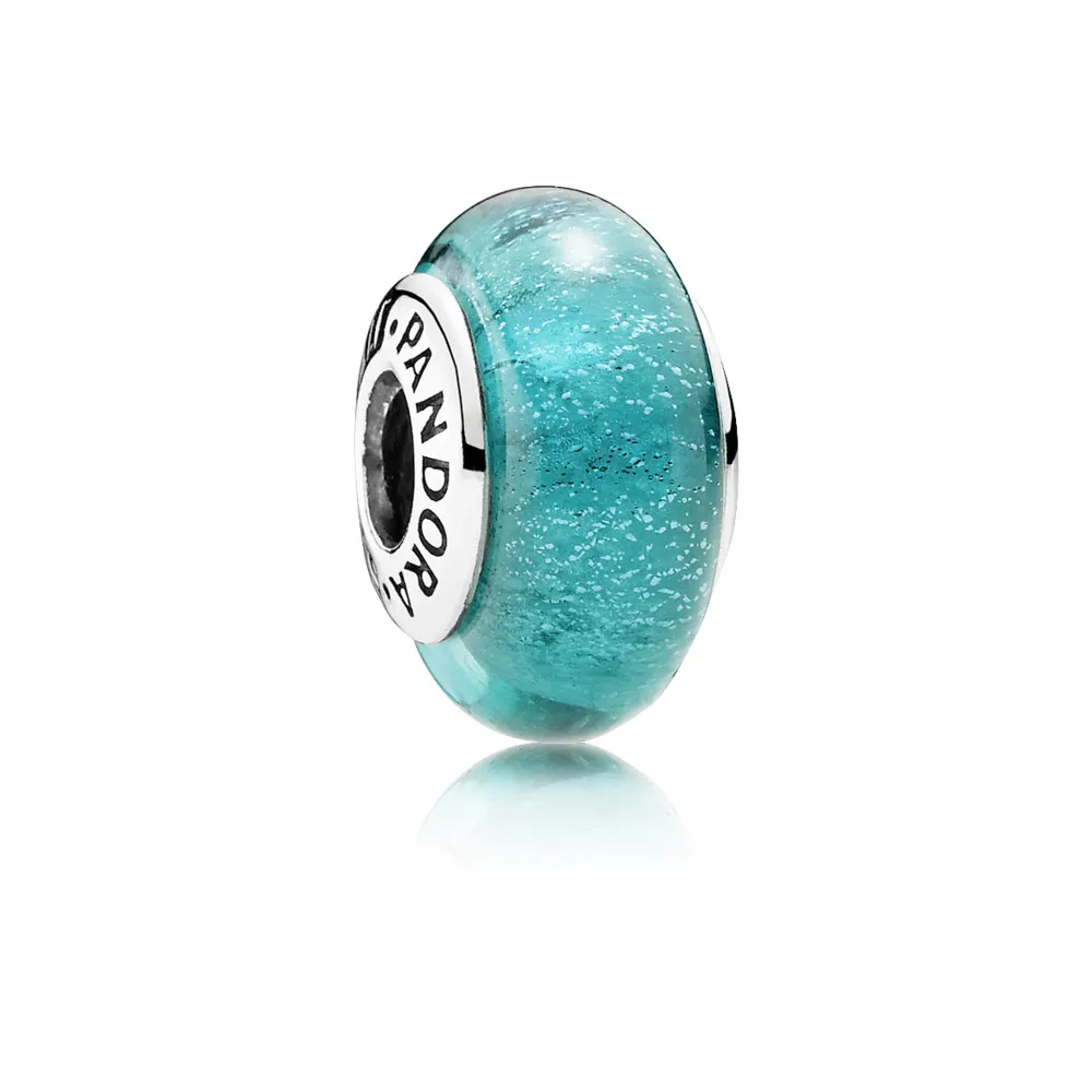 Pandora Disney Jasmine silver charm with iridescent and fluorescent sea green Murano glass - 791648