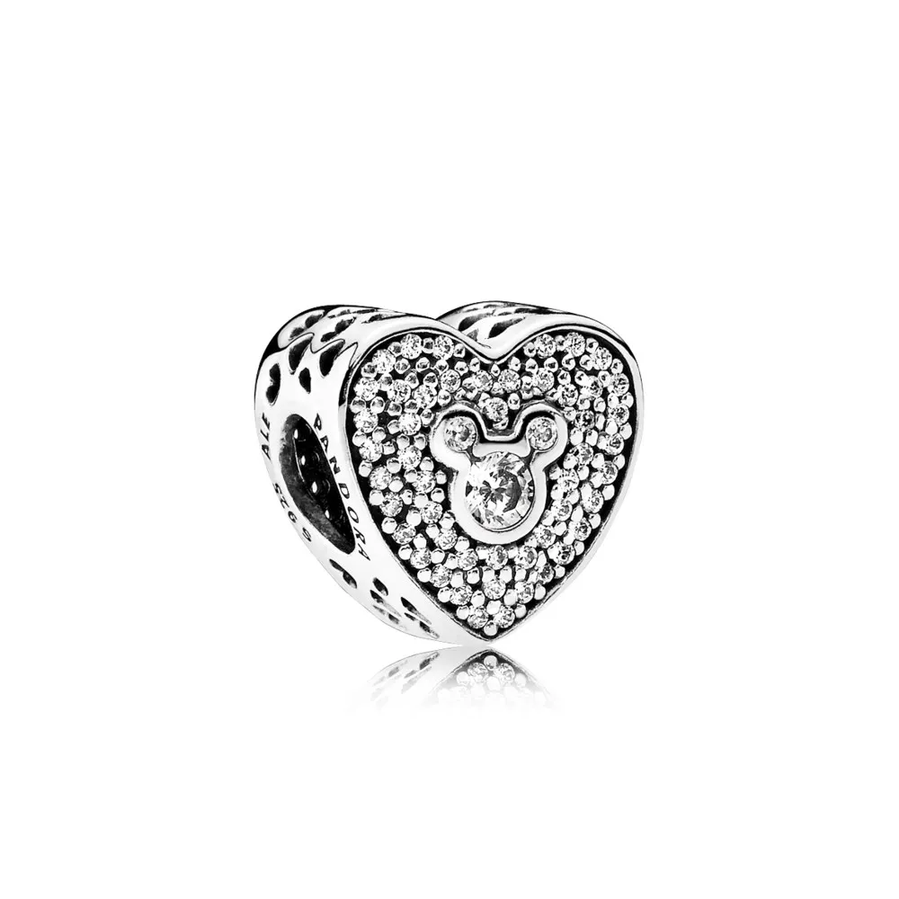 pandora disney mickey minnie sparkling heart charm 792049cz