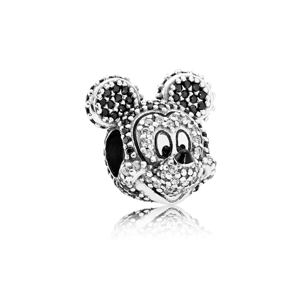 Pandora Disney Mickey silver charm with black crystal, clear cubic zirconia and black enamel - 791795NCK