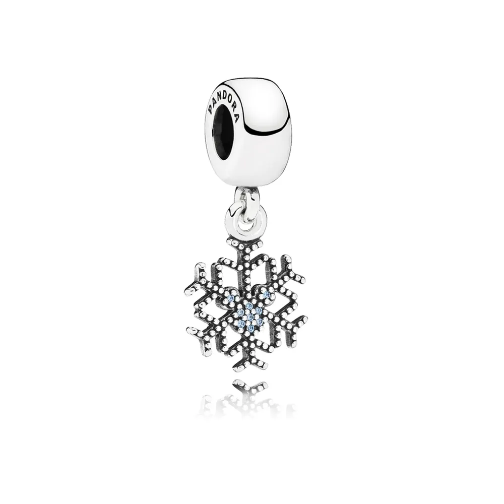 Pandora Disney Mickey snøfnugg sølv dingle med fancy lyseblå cubic zirconia - 791467CFL