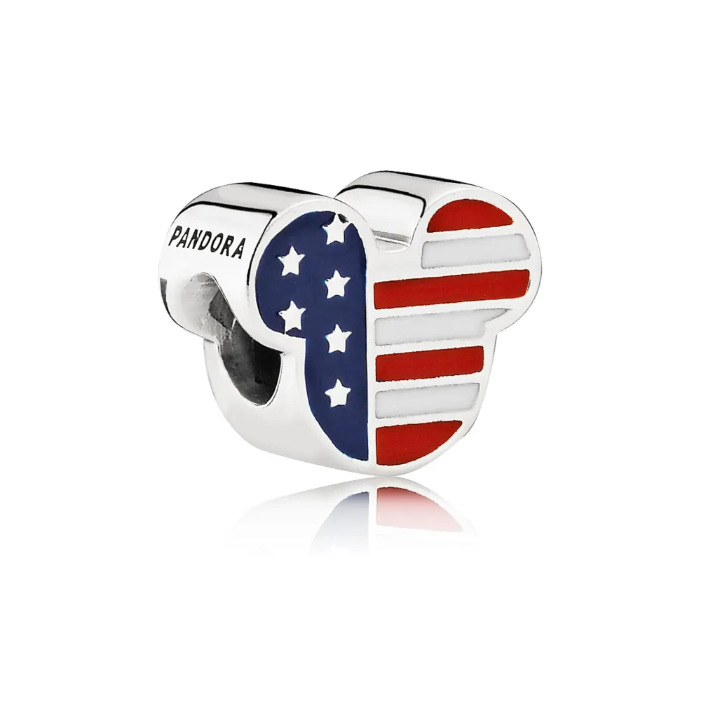 Pandora Disney Mickey USA silver charm with red, white and blue enamel - 791585ENMX