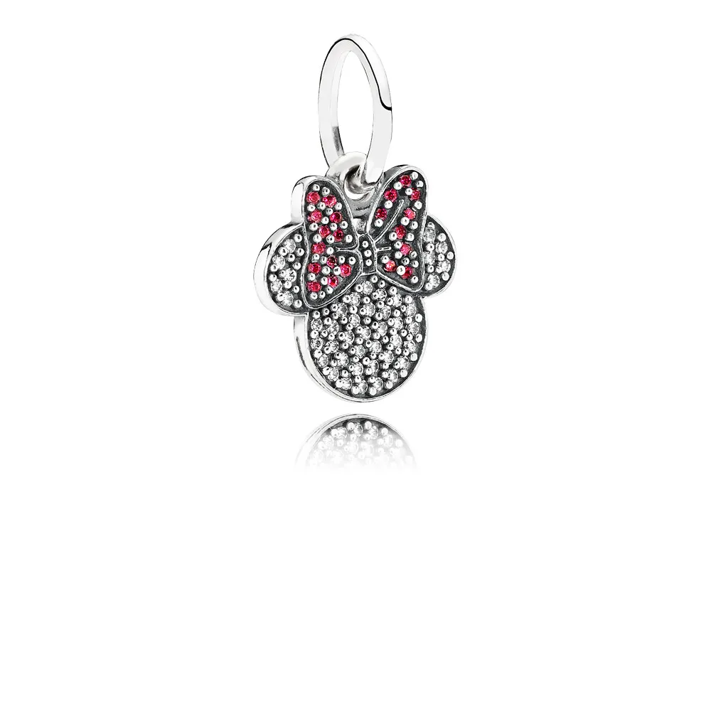 Pandora Disney Minnie pave sølv dingler med klare og røde cubic zirconia - 791447CZ