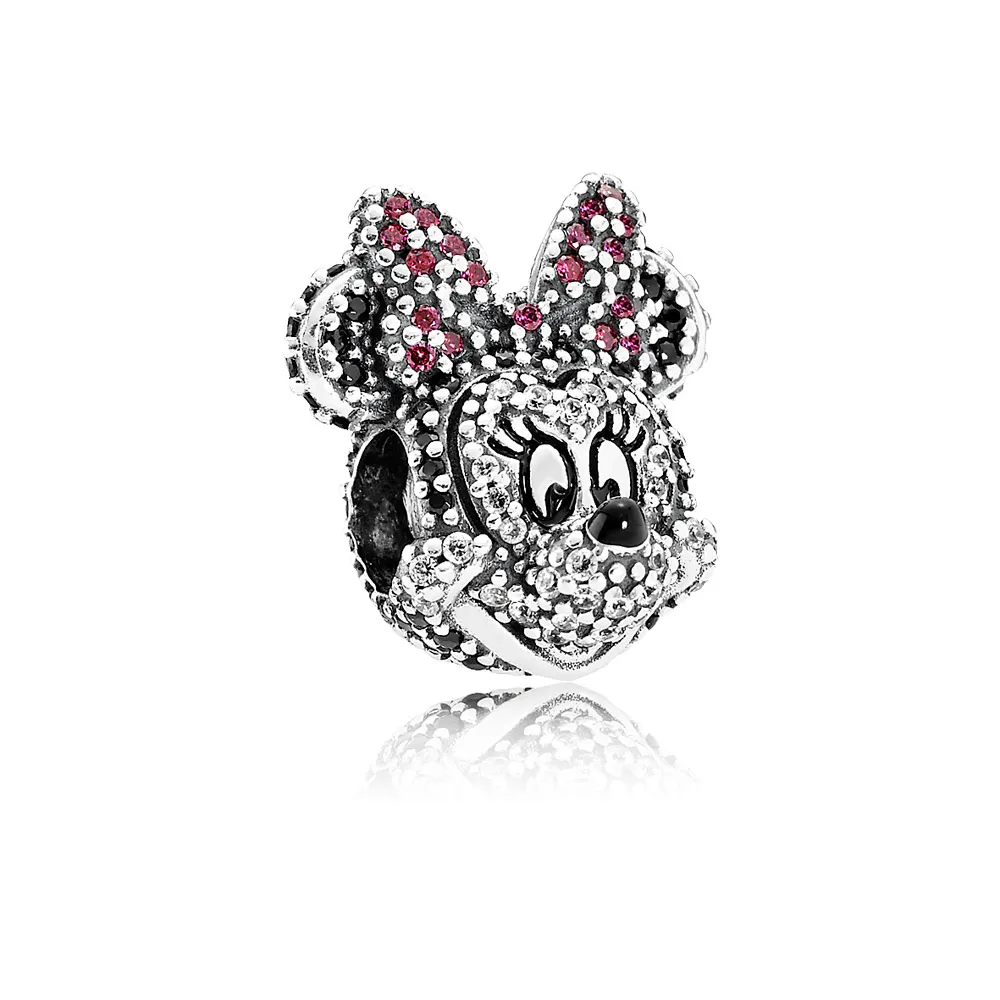 Pandora Disney Minnie silver charm with black crystal, clear and red cubic zirconia and black enamel - 791796NCK