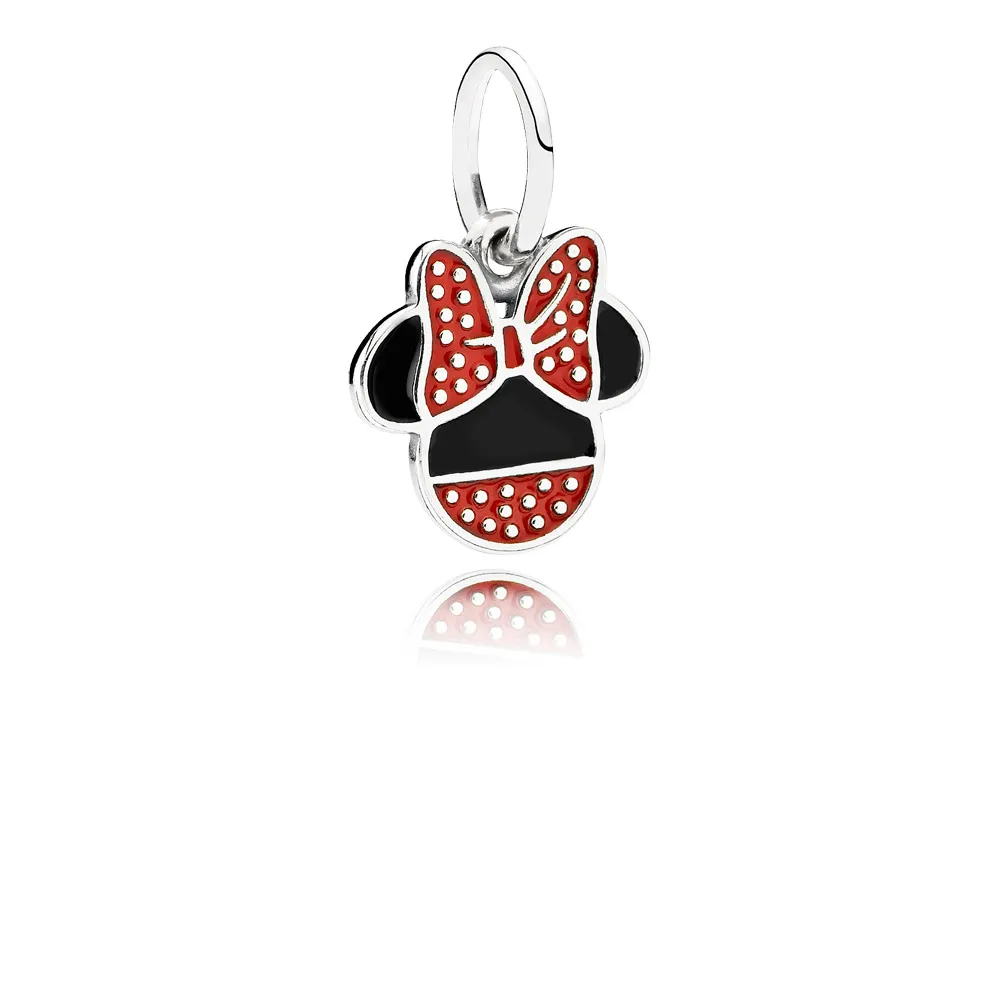 Pandora Disney Minnie sølv dingler med svart og rød emalje - 791460ENMX