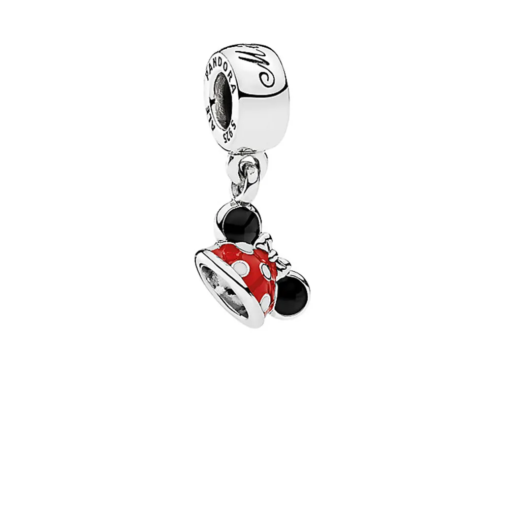 PANDORA Disney Minnie ear hat silver dangle with black, red and white enamel - 792122ENMX