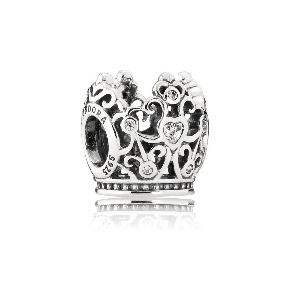 pandora disney princess crown openwork silver charm with cubic zirconia 791580cz