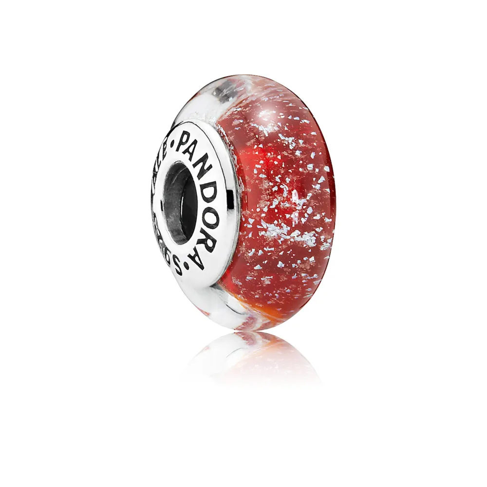 pandora disney snow white silver charm with red fluorescent murano glass 791642