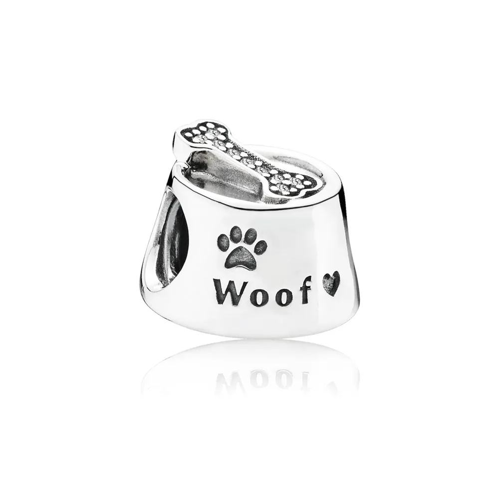 Pandora Dog bowl silver charm with cubic zirconia - 791708CZ